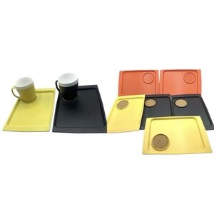 MCM 8 Serving Snack Trays & 2 Mugs ACCA Ware by David Douglas Vintage Retro